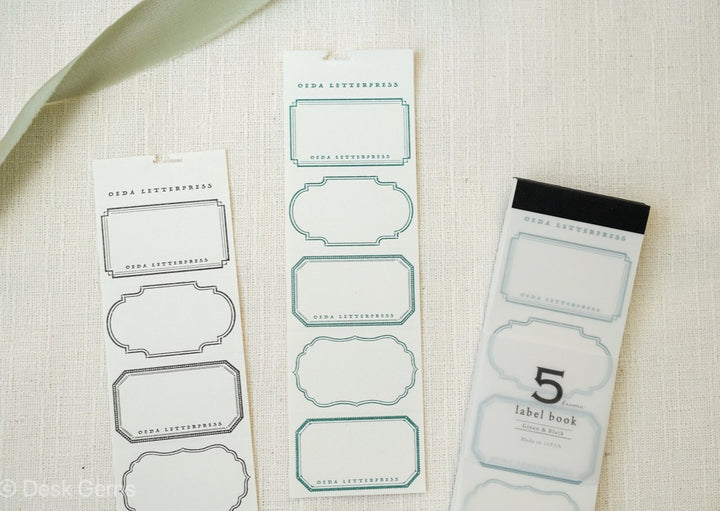 Oeda Letterpress 5 Frame Label Book - Green and Black