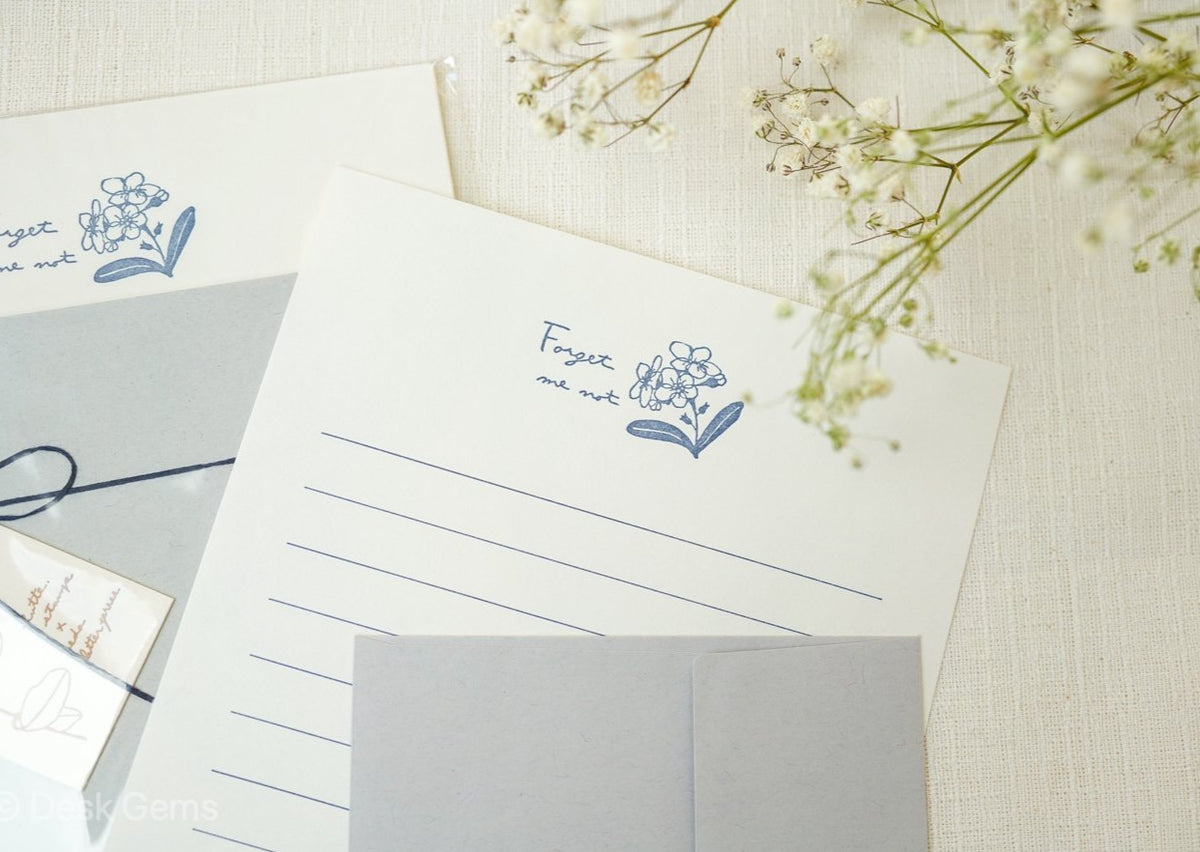 HUTTE.STAMP x Oeda Letterpress Letter Set - Forget Me Not