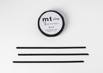 MT "Very" Slim Washi Tape Set - Matte Black (Pack of 3)