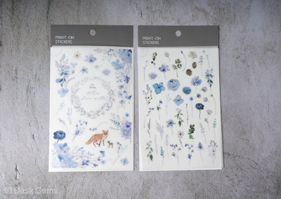 MU Print-on Stickers - Blue Flowers - No. 181 