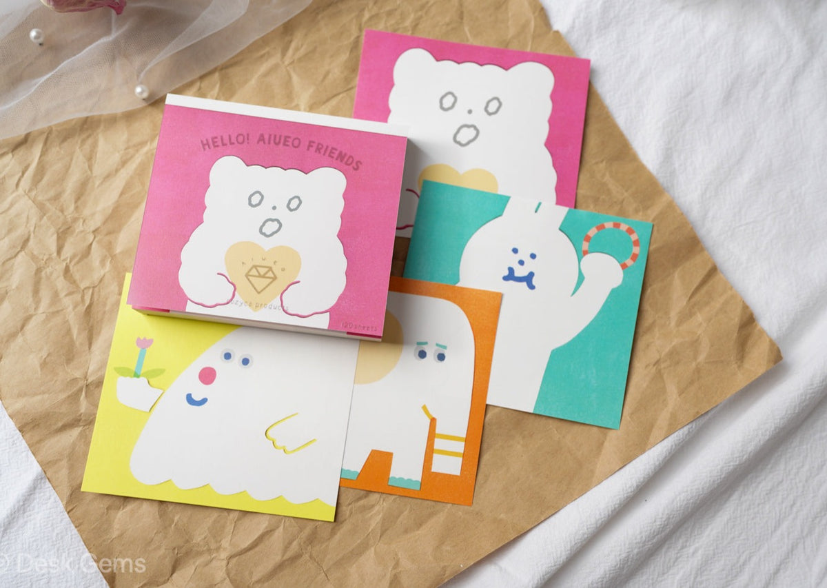 Hyogensha x AIUEO Block Memo Pad - Hello! Friends 