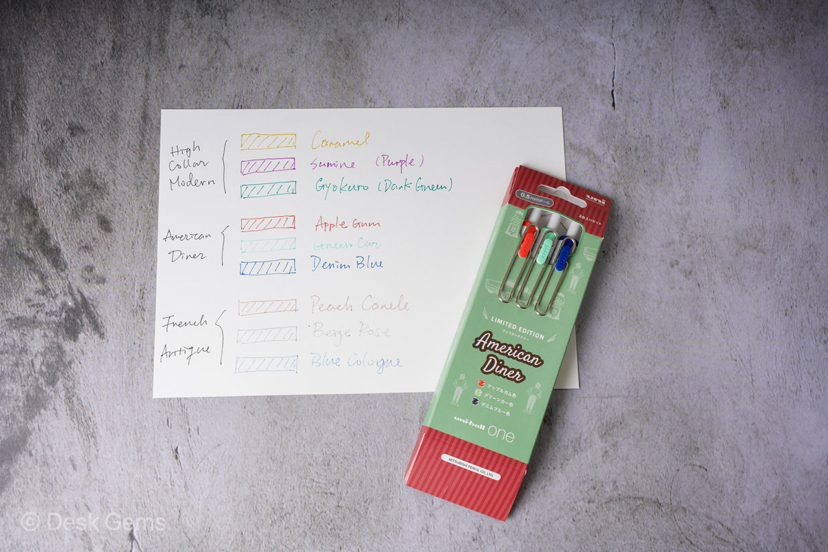 Uni-ball One Limited Edition 3 Color Set - 0.5mm - American Diner