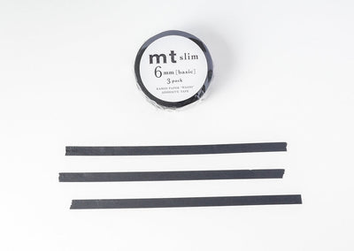 MT Slim Washi Tape Set - Matte Black (Pack of 3) 