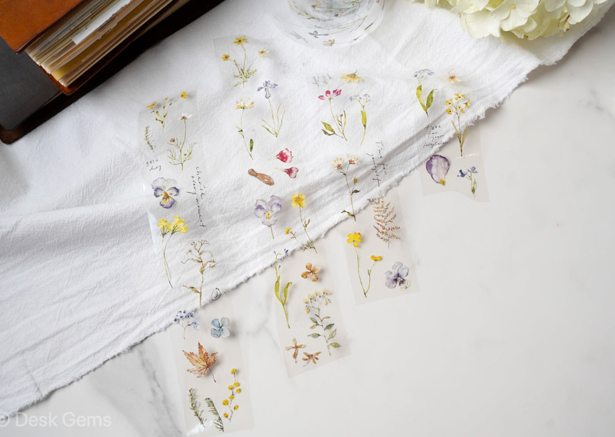 Pion Clear PET Tape - Watercolor Pressed Flowers 