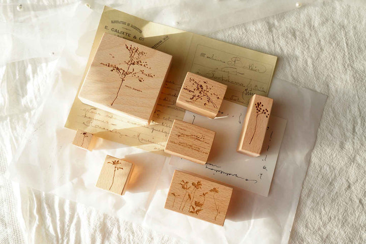 Jeenzaa-Zoey Branches and Moon Rubber Stamp Set - Branches of Flowers