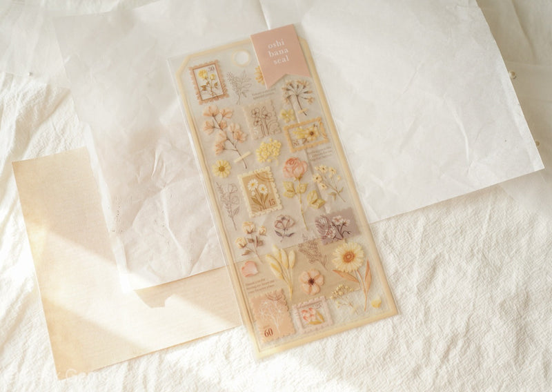 Mind Wave Pressed Flower Stickers - Ivory