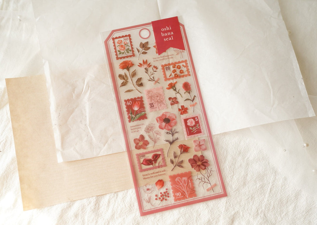 Mind Wave Pressed Flower Stickers - Red