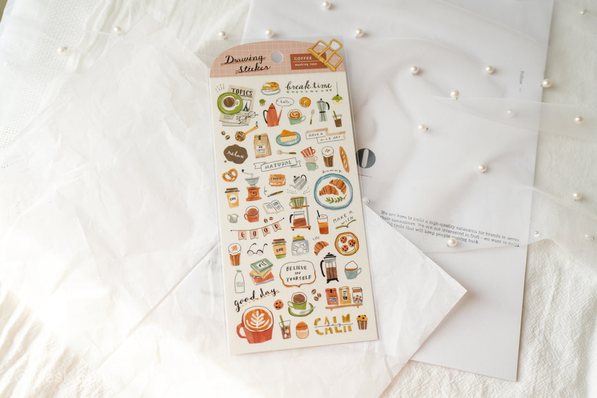 Mind Wave Drawing Stickers - Coffee