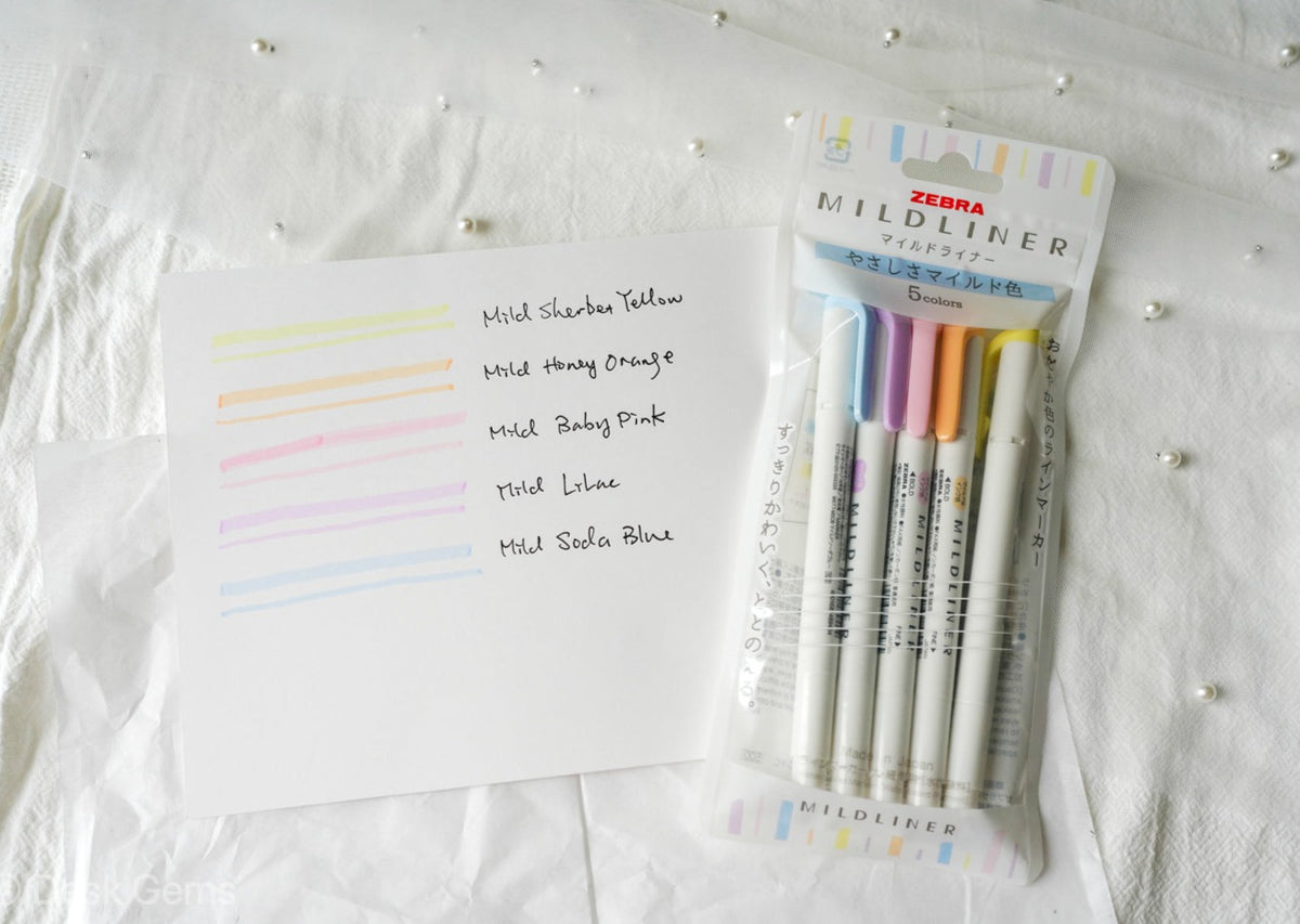 Zebra Mildliner 5 Color Highlighter Pens (2022 New Colors) - Gentle Colors