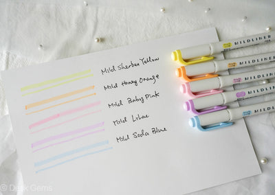 Zebra Mildliner 5 Color Highlighter Pens (2022 New Colors) - Gentle Colors