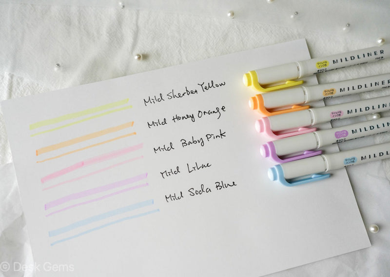 Zebra Mildliner 5 Color Highlighter Pens (2022 New Colors) - Gentle Colors