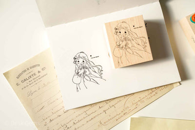 Like Studio Vol.6 Rubber Stamps - Between Times - Girl with Flowers