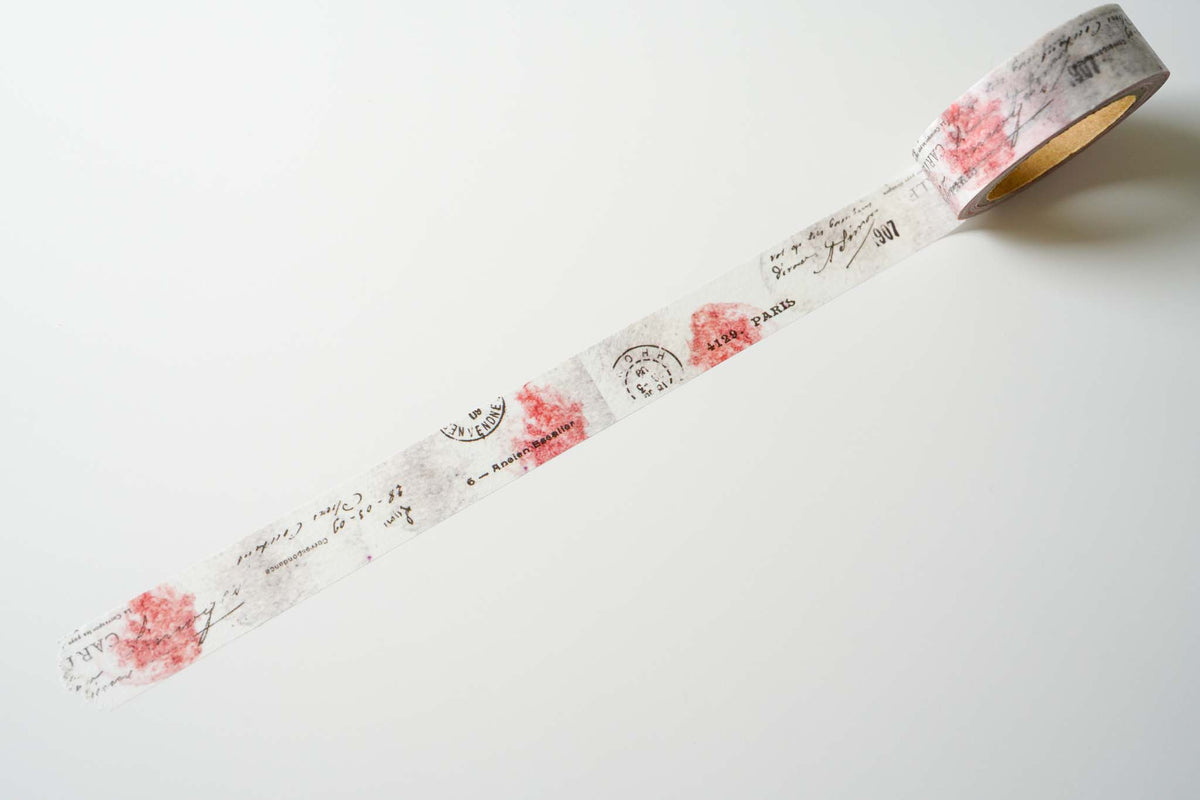 Yohaku Original Washi Tape - Red and Pink - Postcard