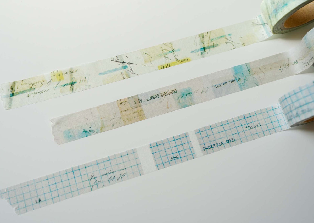 Yohaku Original Washi Tape - Blue, Green and Yellow 
