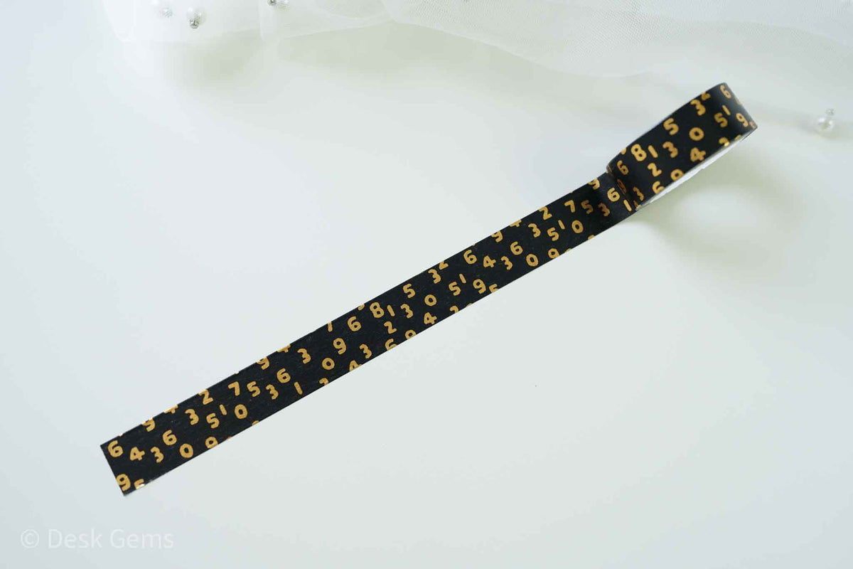 MT Washi Tape Sou-sou Special Collaboration - Numbers - Gold and Black