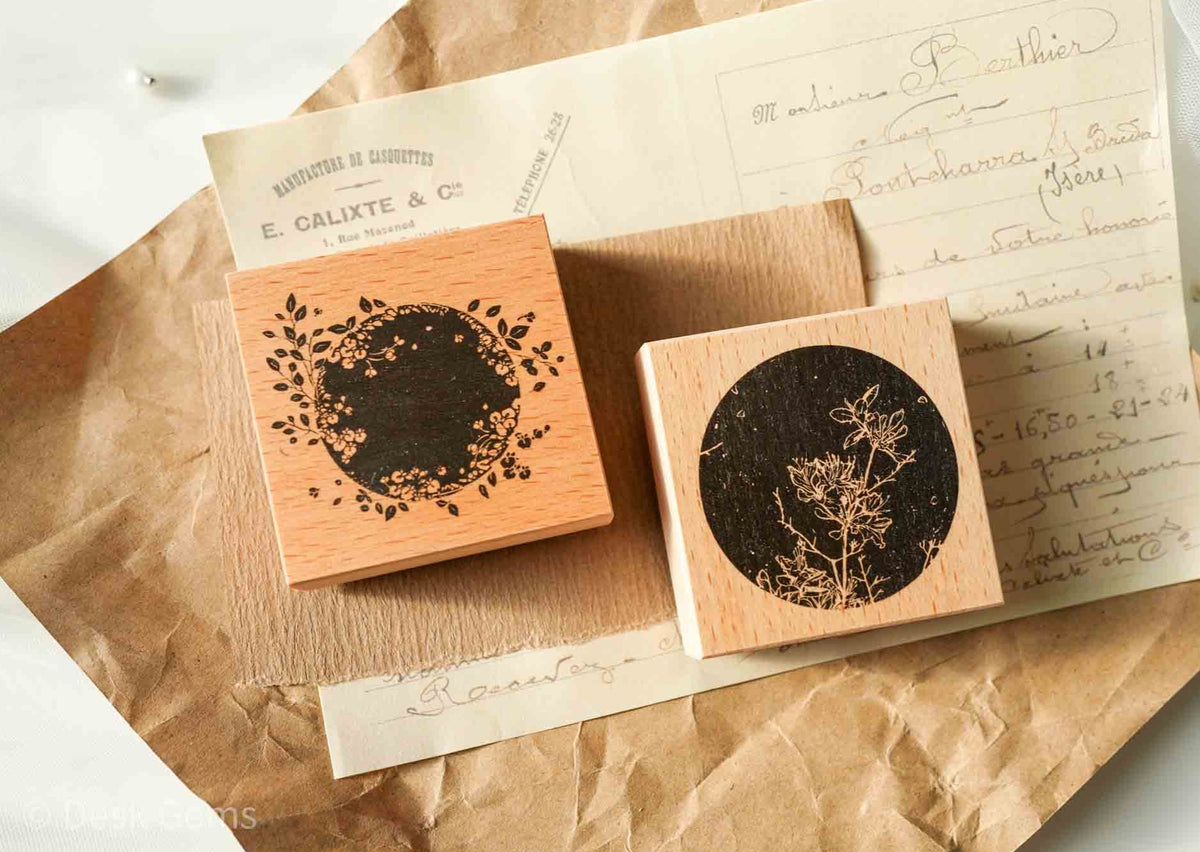 Initial 1 Original Stamp - Flowers in Circle 