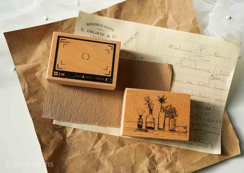 Initial 1 Original Stamp - Vase and Camera Frame 