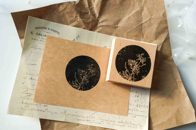 Initial 1 Original Stamp - Flowers in Circle - Flower Branch
