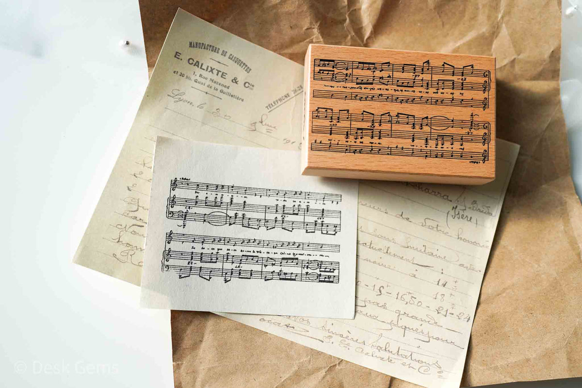 Initial 1 Original Stamp - Musical Notes and Paragraphs - Musical Notes