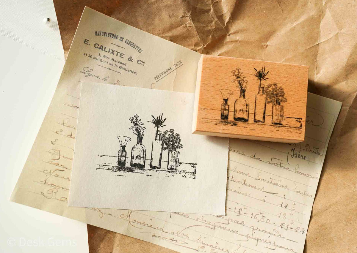 Initial 1 Original Stamp - Vase and Camera Frame - Vases