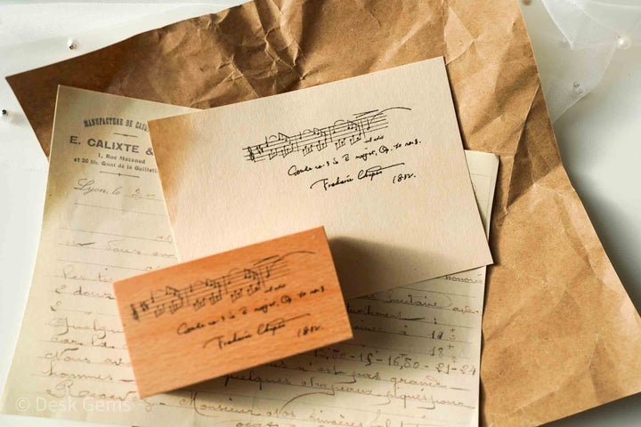 Initial 1 Original Stamp - Musical Notes and Paragraphs - Notes and Words