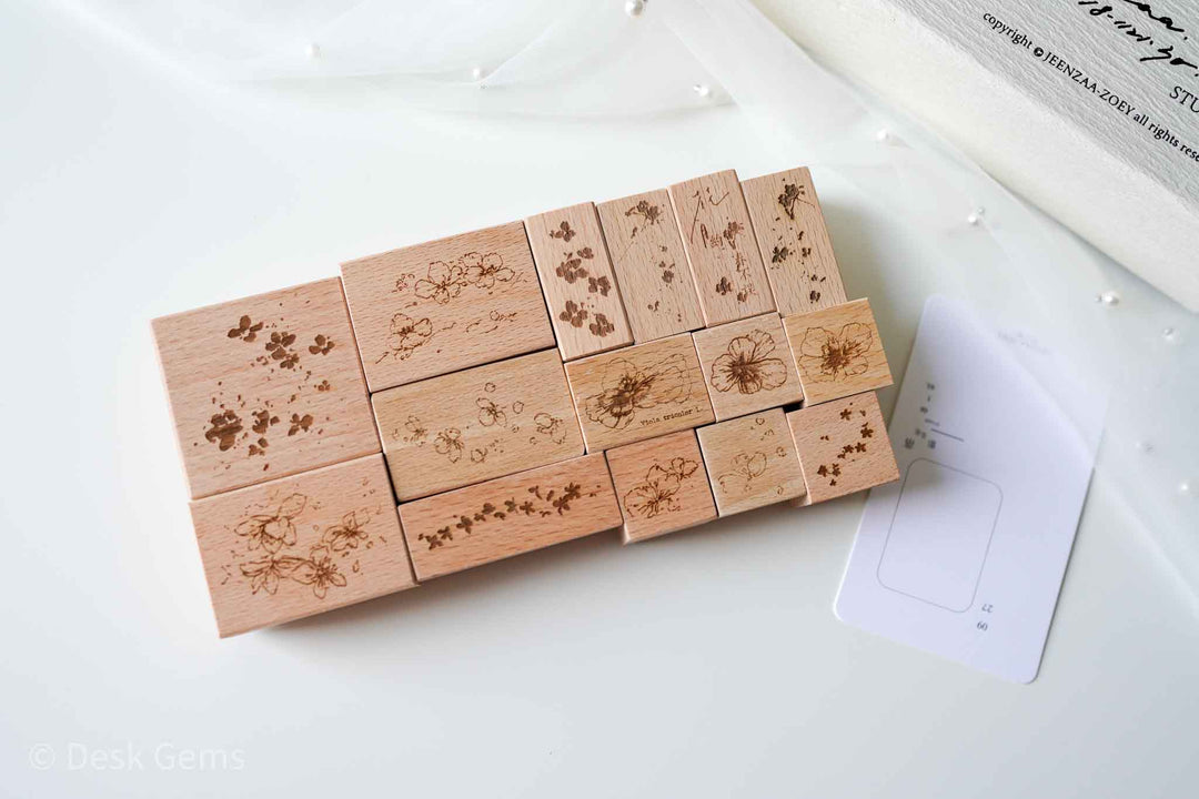 Jeenzaa-Zoey Original Rubber Stamp Set - Flowers and Falling Shadows (A) 