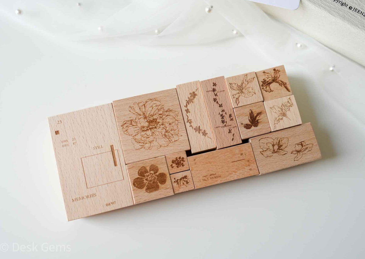 Jeenzaa-Zoey Original Rubber Stamp Set - Flowers and Falling Shadows (B) 