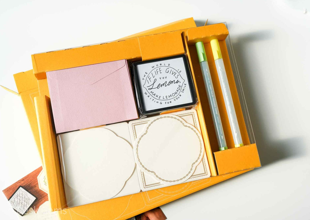(Limited Edition) Midori 70th Anniversary Paintable Stamp Gift Message Kit  - Lemon