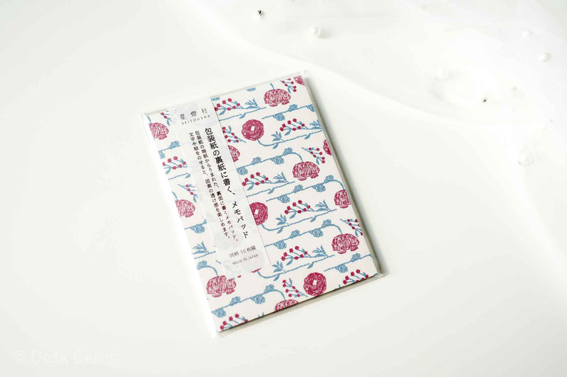 Seitousha Wrapping Paper Memo Pad - Flower Embroidery Flower Embroidery