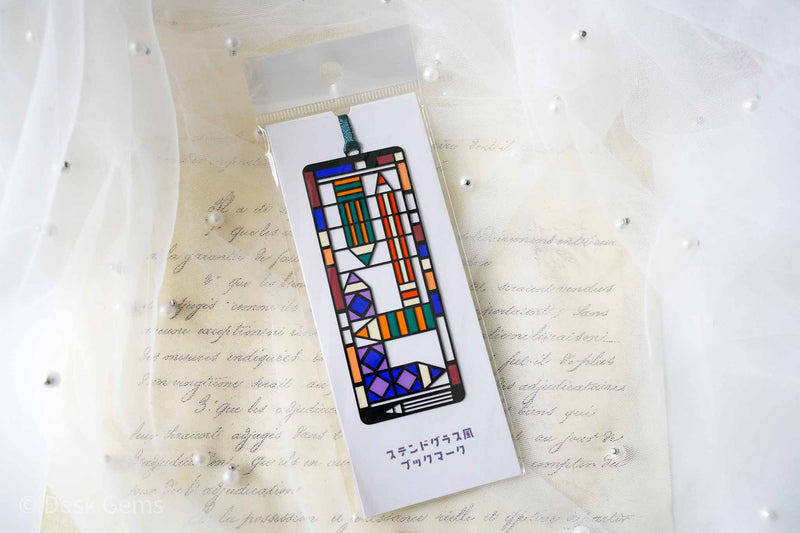Stained Glass Style Bookmark - Pencils - Black