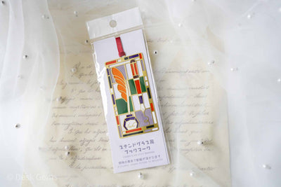 Stained Glass Style Bookmark - Fountain Pen - Gold