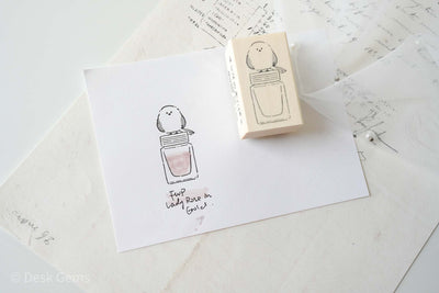 Beverly "Ink's Companion" Rubber Stamp - Bird and Ink Bottle