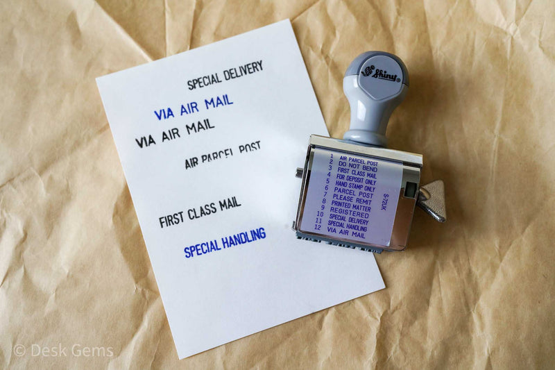 Shiny Postal Rotating Phrase Stamp – Desk Gems