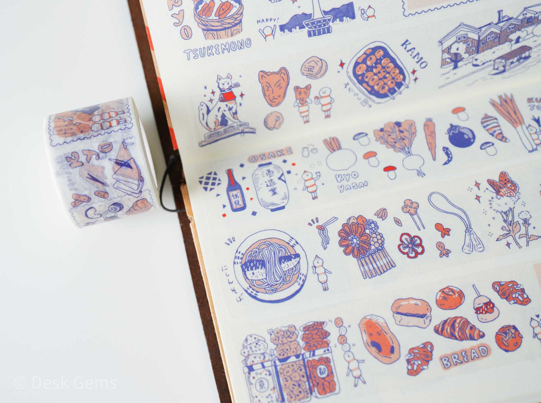 Littlelu Original Washi Tape - Travel with Blue Ink - Kyoto