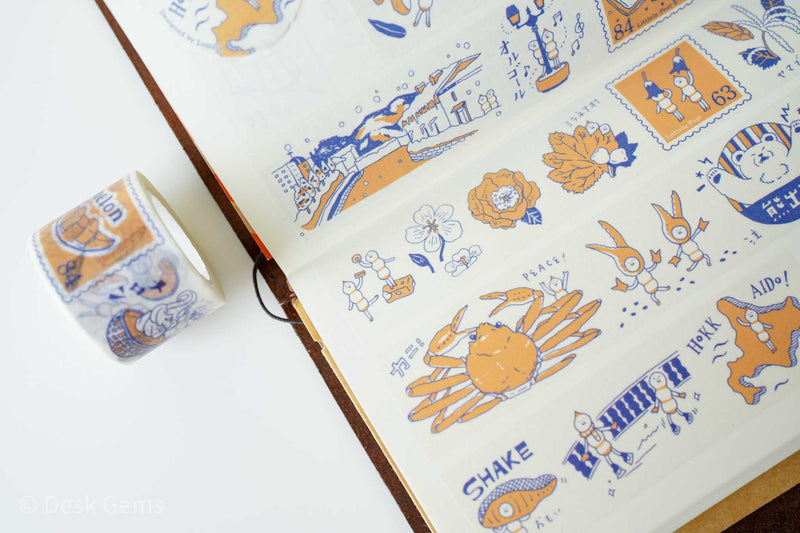 Littlelu Original Washi Tape - Travel with Blue Ink - Hokkaido