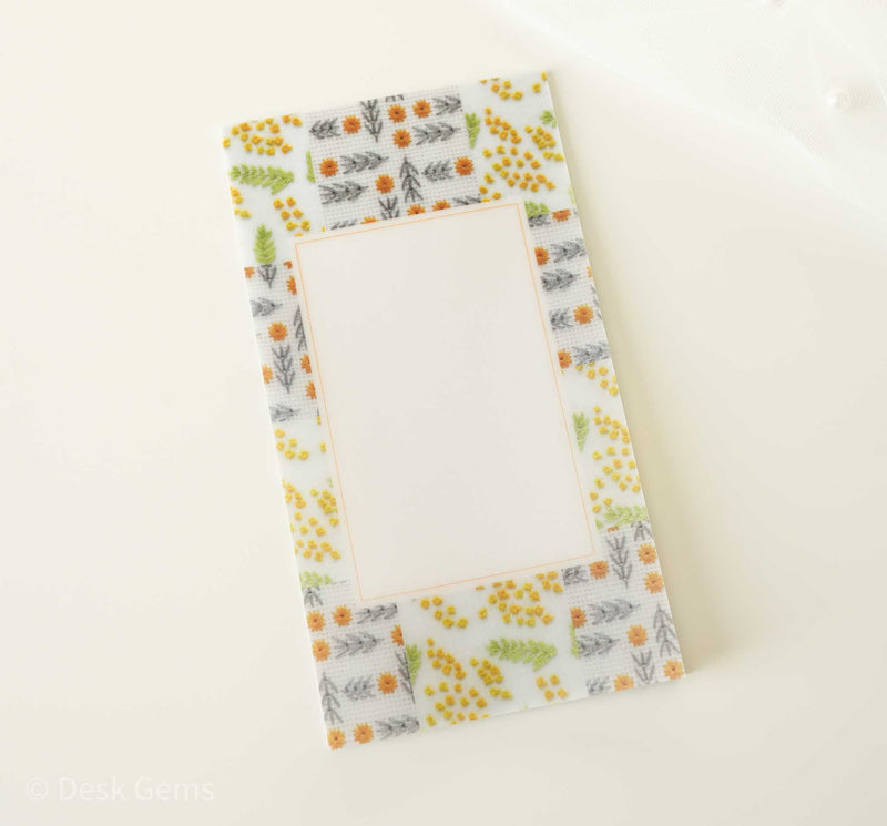 Seitousha Vellum Paper Letter Pad - Embroidery Pattern - Yellow