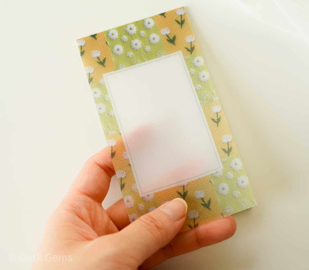 Seitousha Vellum Paper Letter Pad - Embroidery Pattern - Green