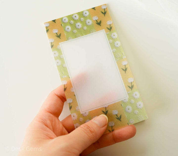Seitousha Vellum Paper Letter Pad - Embroidery Pattern - Green