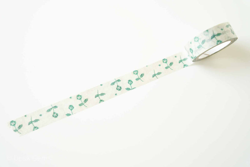 Seitousha Limited Edition Washi Tapes - Little Flowers - Change (Moss Green)