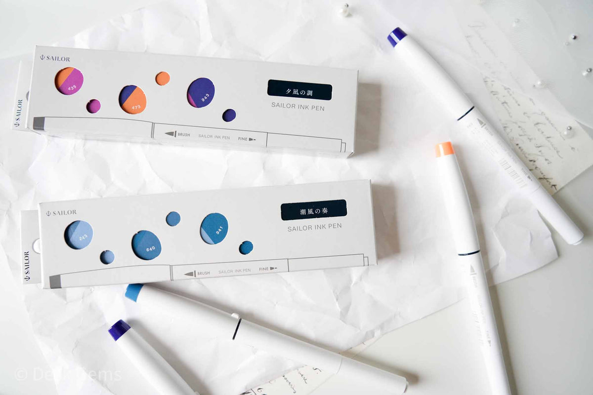 Sailor Ink Studio Dual-Tip Brush Pen - 3 Color Set 