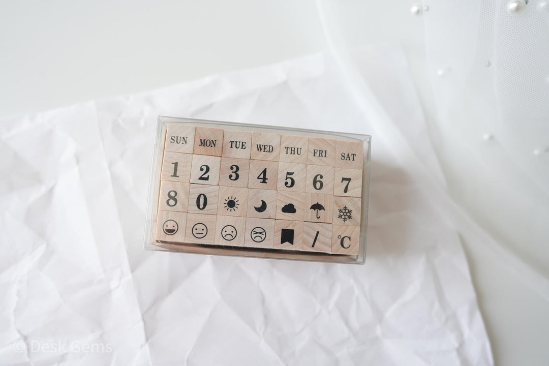 Kodomo No Kao Petit Moji Stamp Set - Day of the Week, Numbers, Weather and Moods 