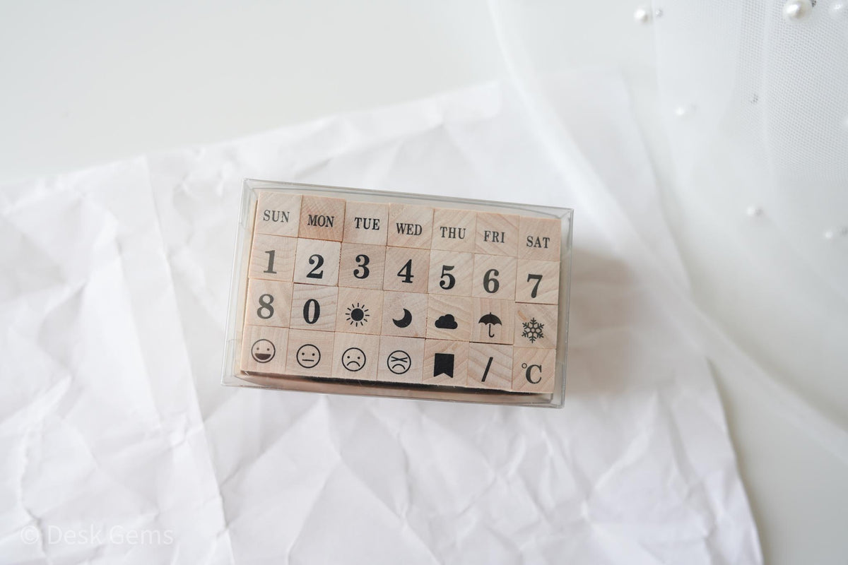 Kodomo No Kao Petit Moji Stamp Set - Day of the Week, Numbers, Weather and Moods 