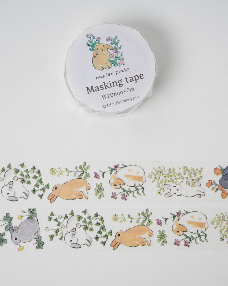 Papier Platz Schinako Moriyama Washi Tape - Flowers and Bunnies