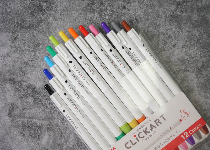 Zebra Clickart Retractable Marker Pen Set of 12- Dark Colors