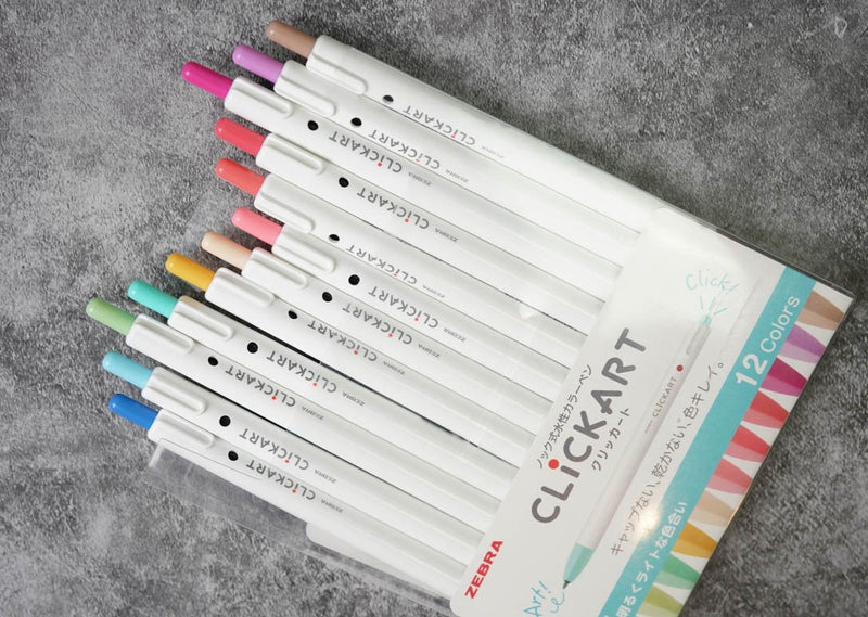 Zebra Clickart Marker Pens 0.6 mm - 12 Color Set LT