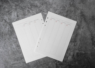 Mark's A5 Planner Inserts - Date free Weekly Vertical 1