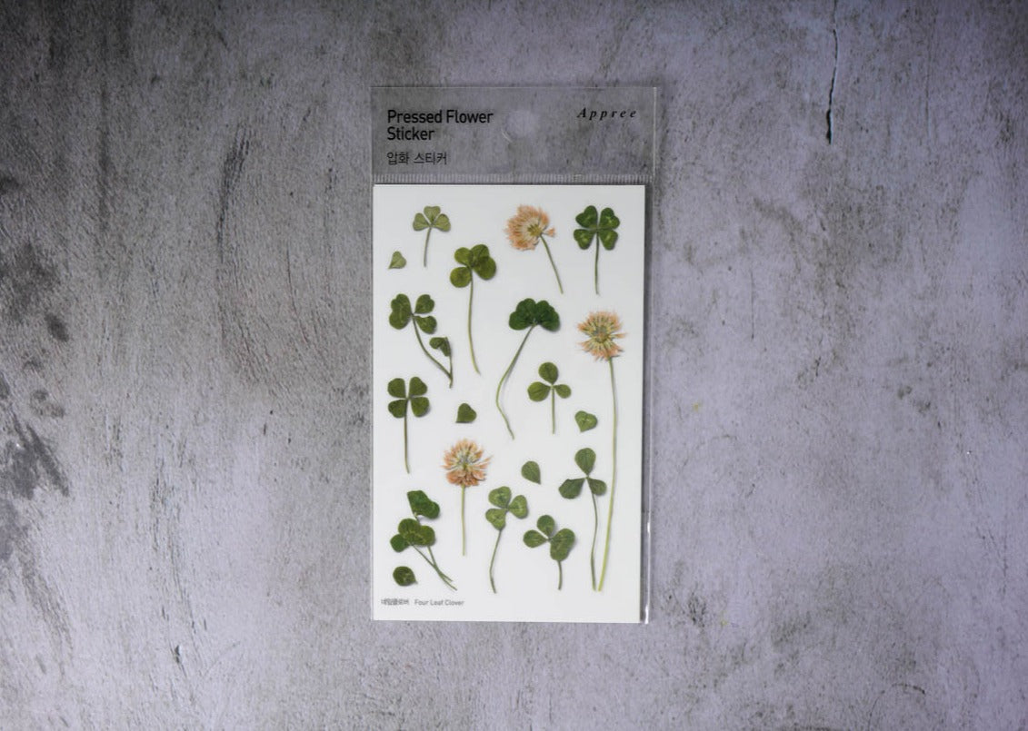 Appree Pressed Flower Stickers - Four Leaf Clover