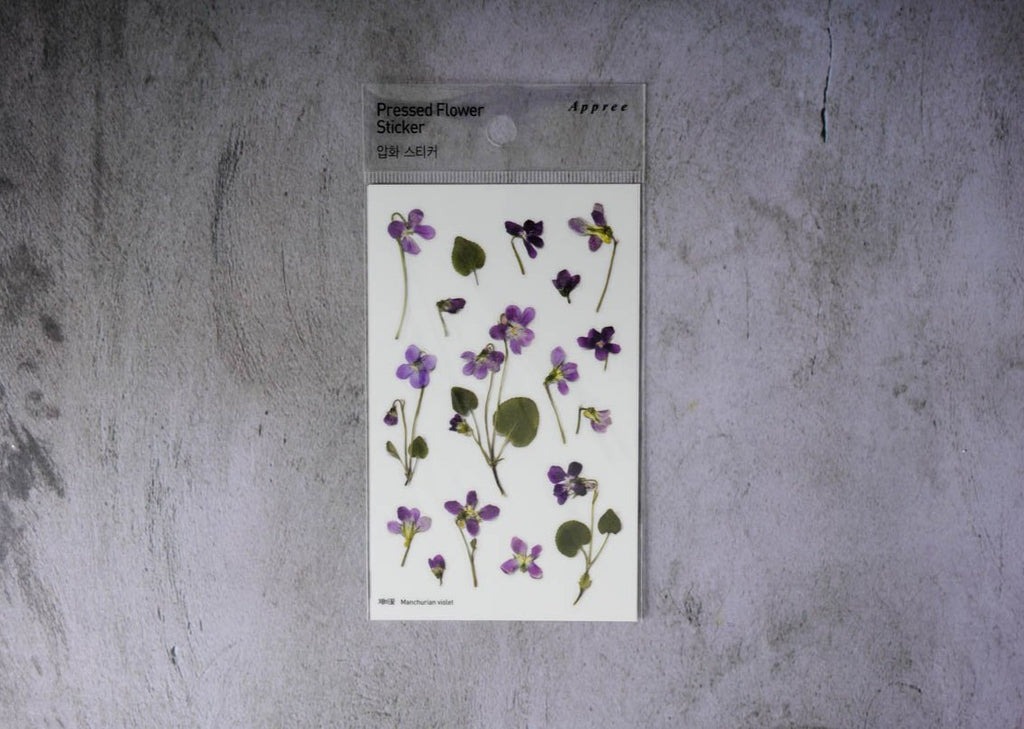 Appree Manchurian violet press flower stickers