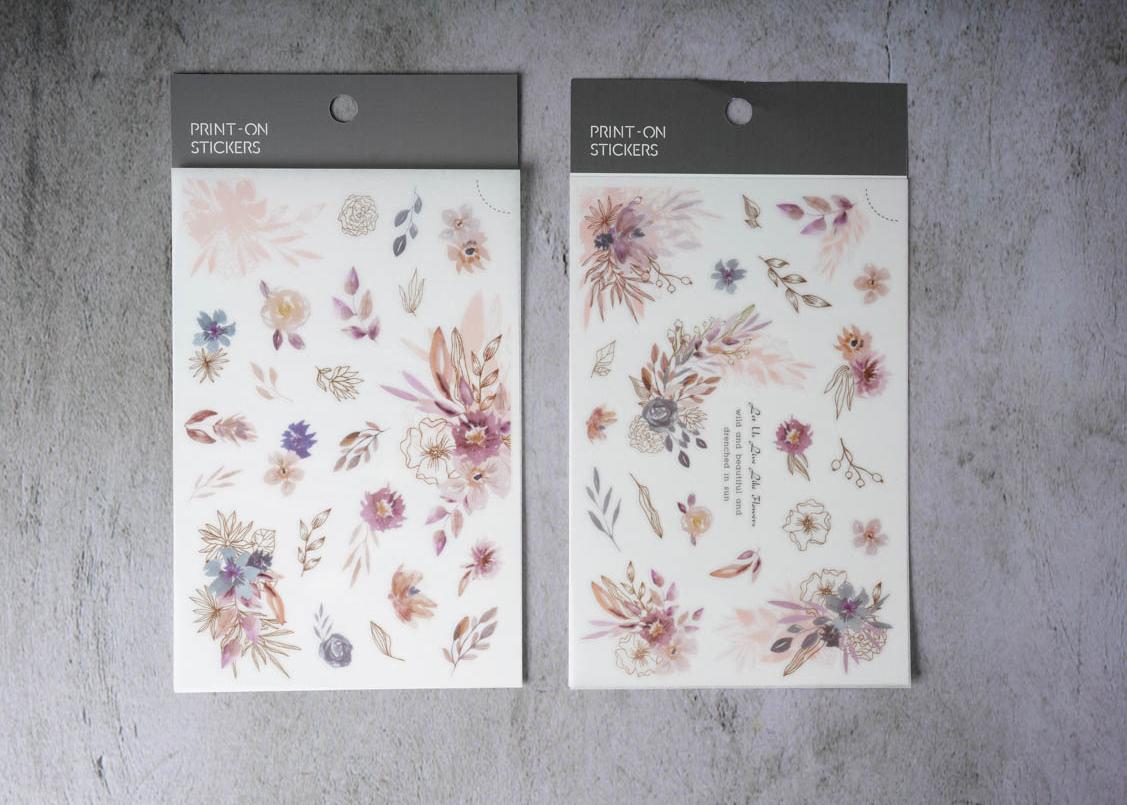 MU Print-on Stickers - Purple and Pink Flowers - No. 175