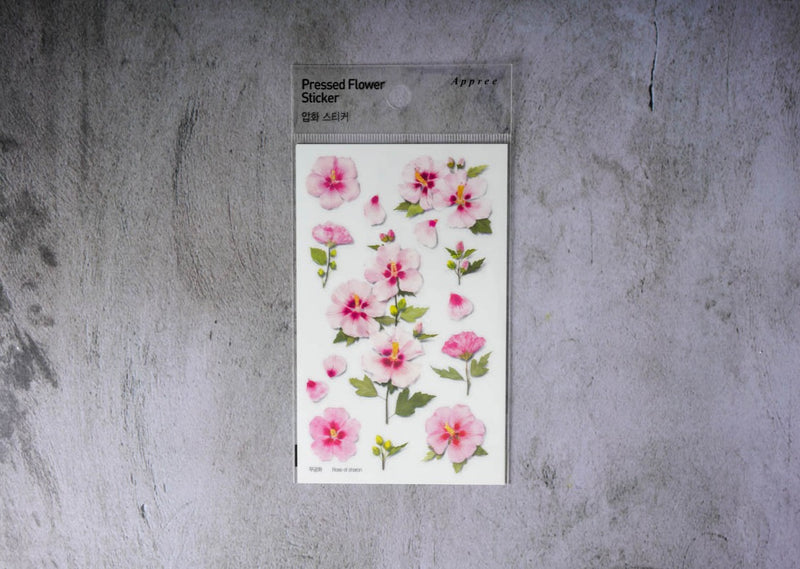 Appree Pressed Flower Sticker - Rose of Sharon